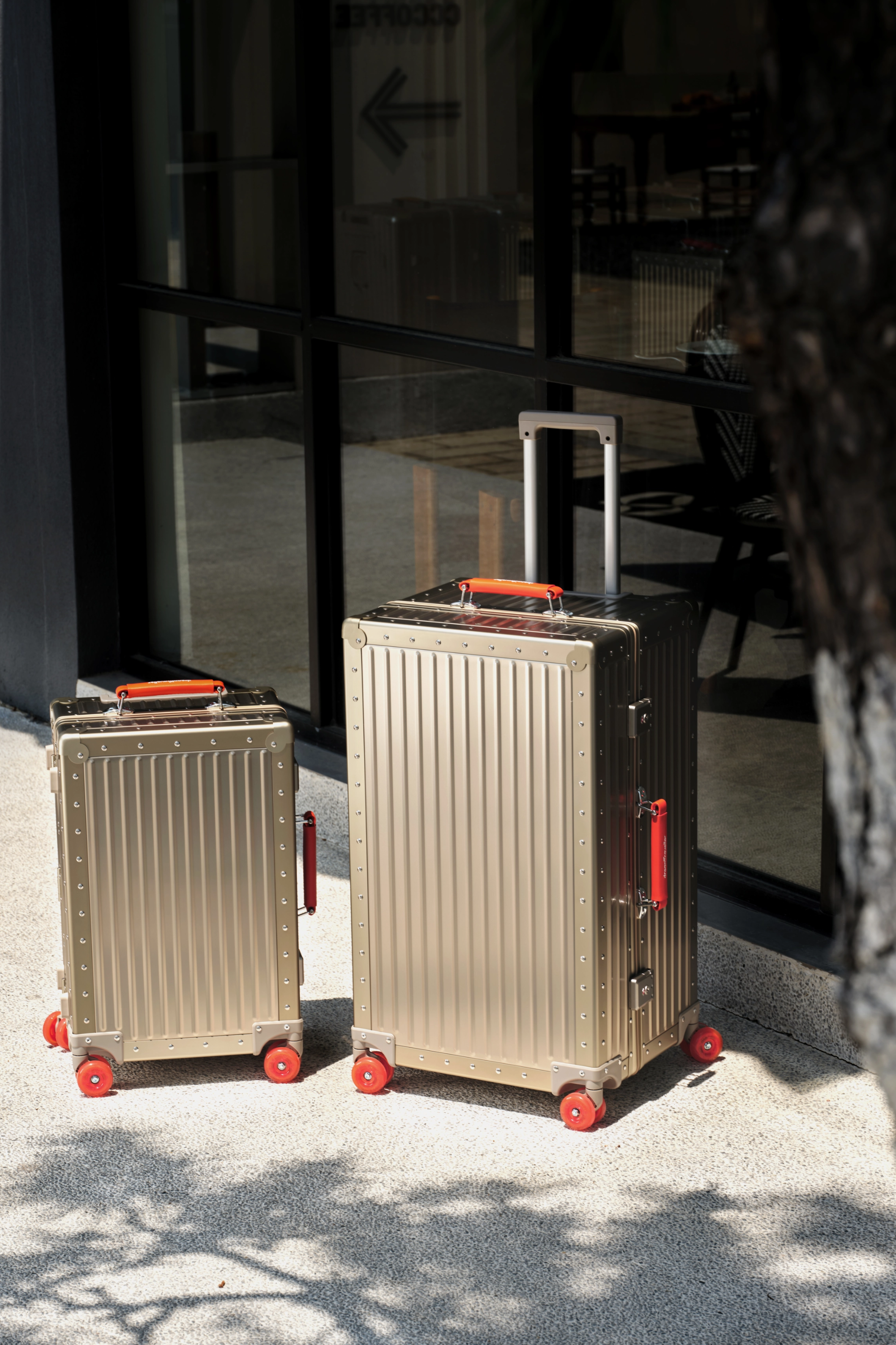 Nobl Travel Essential Aluminum Luggage Set 22 Inch Carry On and 28 Inch Checked Suitcase