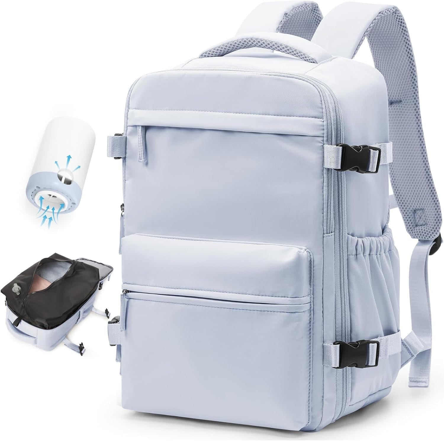 Nobl Travel 15.6 Inch Vacuum Compression Travel Backpack with Laptop Compartment and Electric Pump