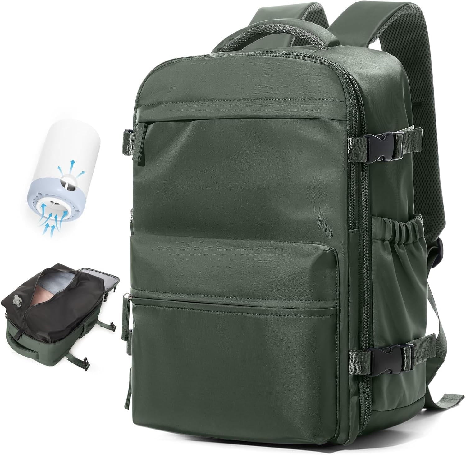 Nobl Travel 15.6 Inch Vacuum Compression Travel Backpack with Laptop Compartment and Electric Pump