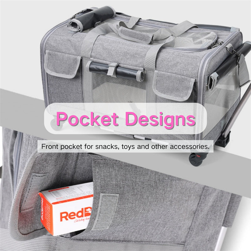 Nobl Travel Extra Large Cat Carrier with Wheels – 3-in-1 Foldable Pet Travel Backpack & Rolling Bag