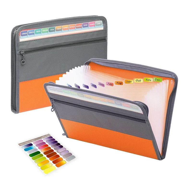 Nobl Travel Zippered Expanding File Folder with 13 Pockets Document Organizer