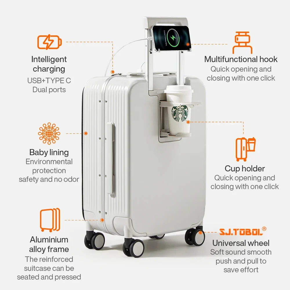 Aluminum Frame Hardshell Suitcase with USB Port – Turin