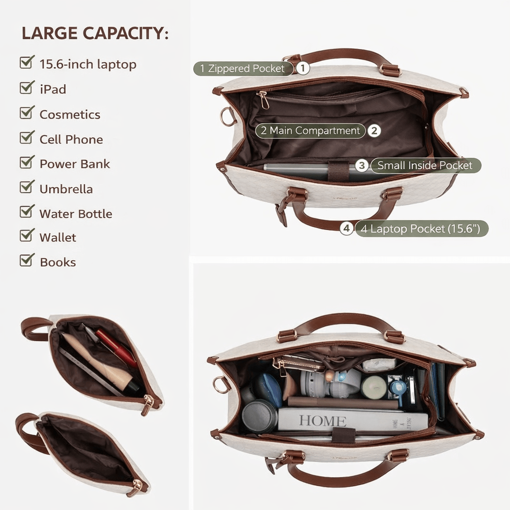 Nobl Travel Bagsball 2-in-1 Tote Bag with Insulated Lunch Compartment and Laptop Storage