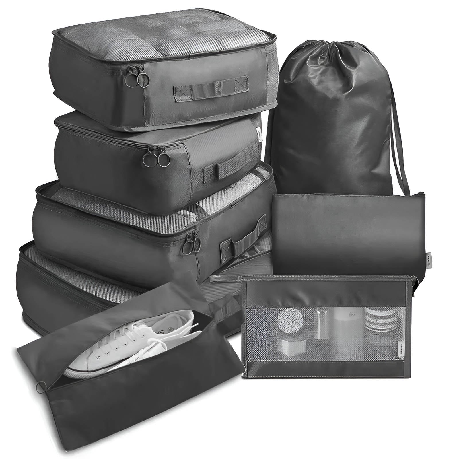 Nobl Travel 7 Piece Packing Cubes Set with Mesh Panels and Travel Organizer Bags
