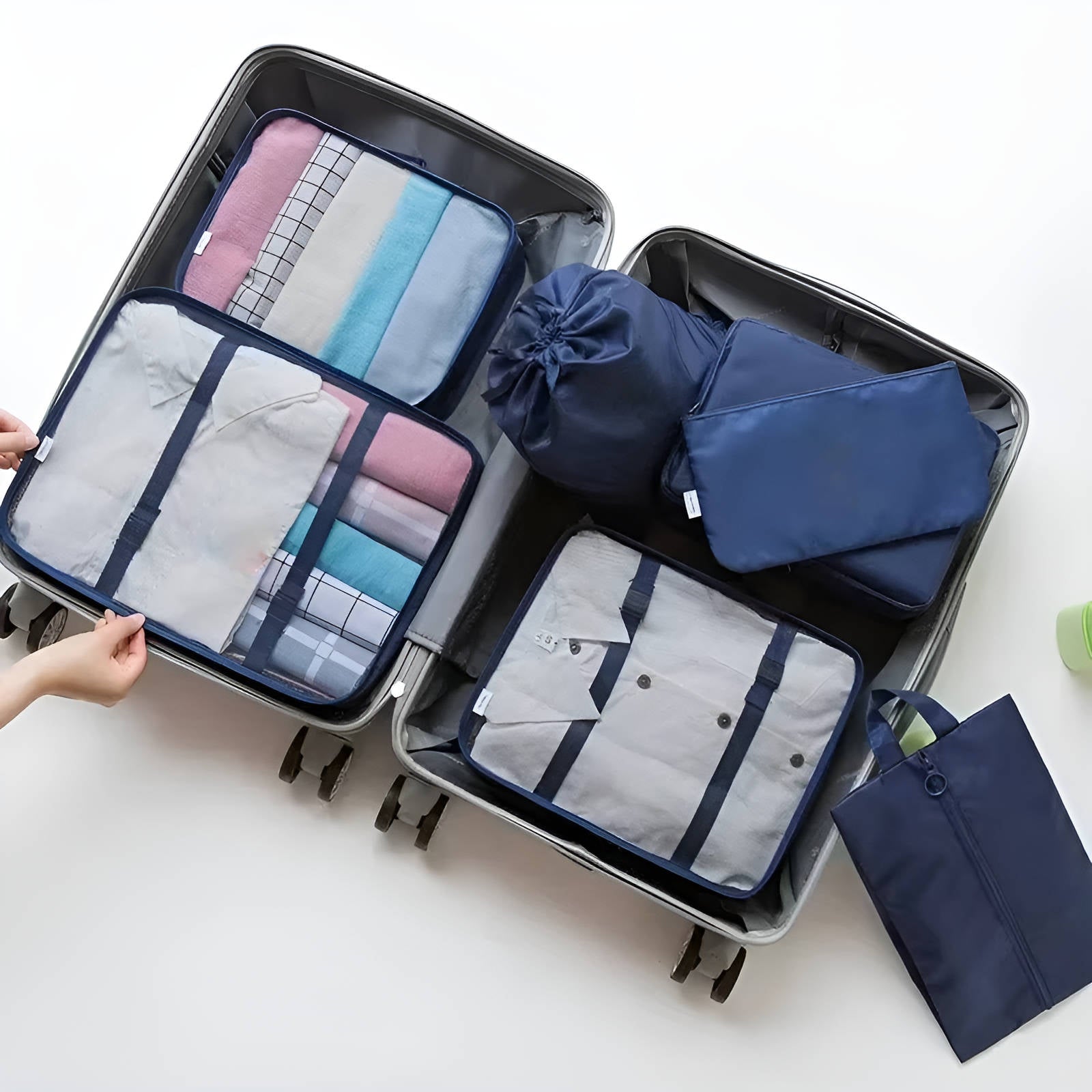 Nobl Travel 7 Piece Packing Cubes Set with Mesh Panels and Travel Organizer Bags