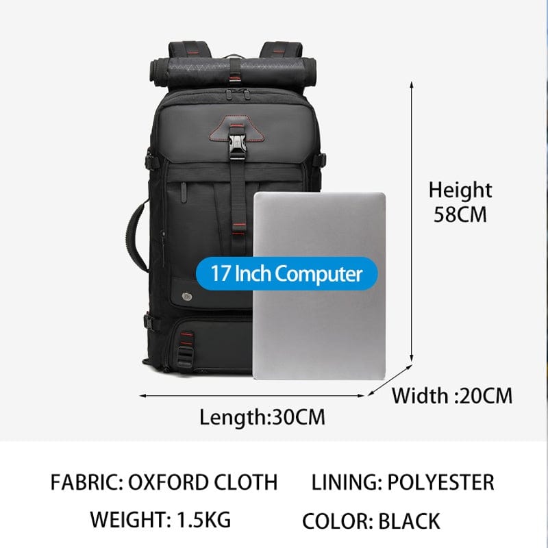 Nobl Travel Men’s Waterproof Large Capacity Backpack – Durable Travel & Outdoor Daypack