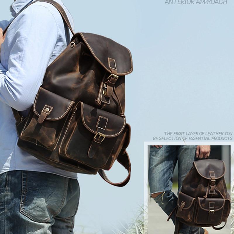 Nobl Travel Genuine Leather Camping Backpack – Vintage Outdoor Rucksack with Multi-Pocket Storage