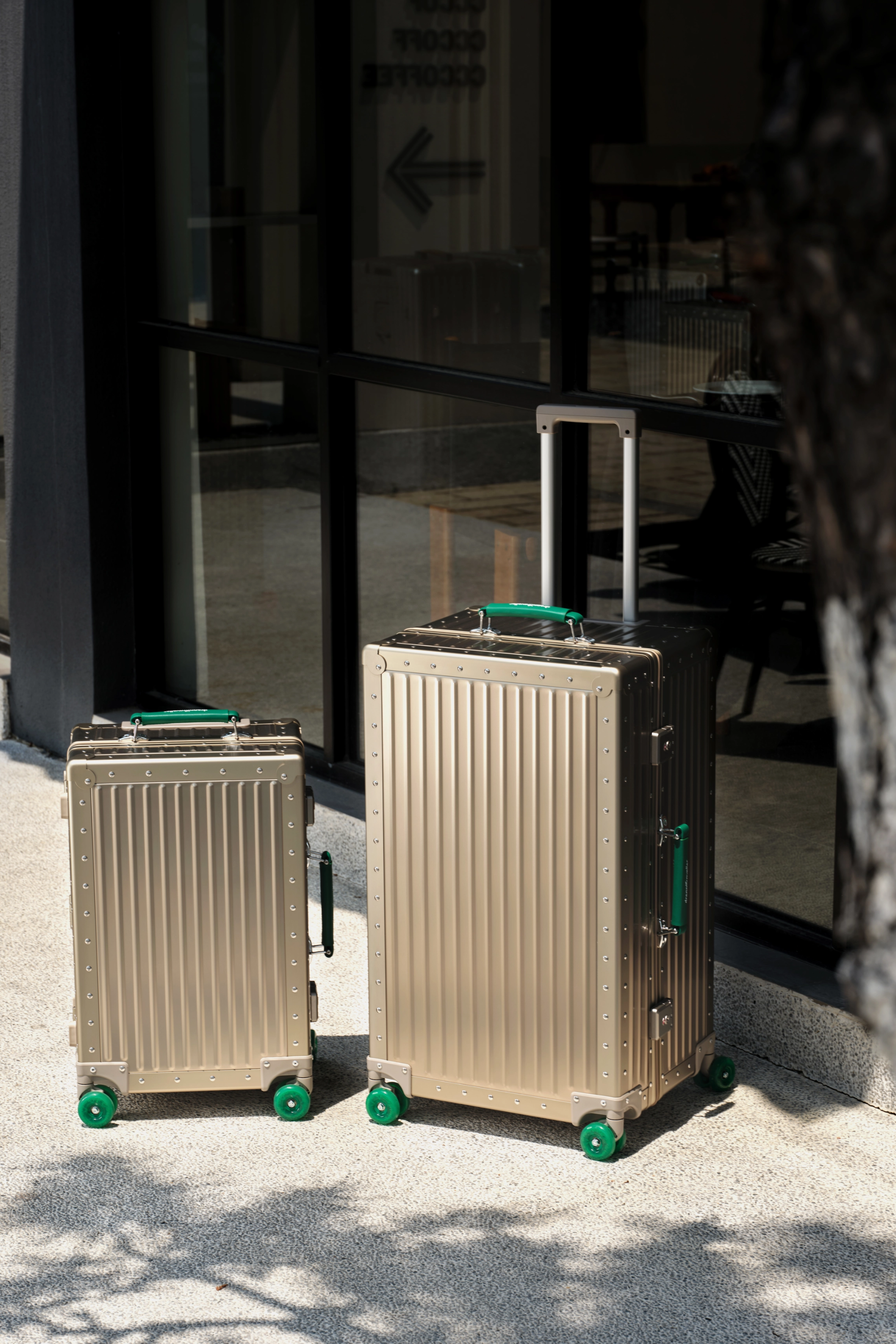 Nobl Travel Essential Aluminum Luggage Set 22 Inch Carry On and 28 Inch Checked Suitcase