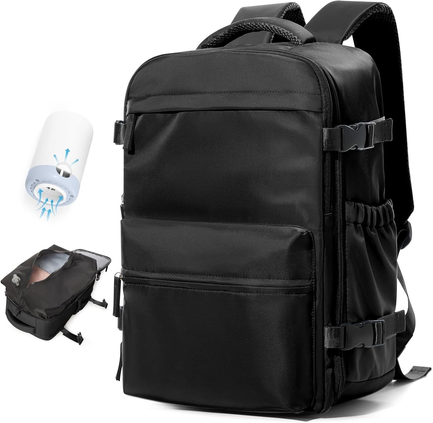 Nobl Travel 15.6 Inch Vacuum Compression Travel Backpack with Laptop Compartment and Electric Pump