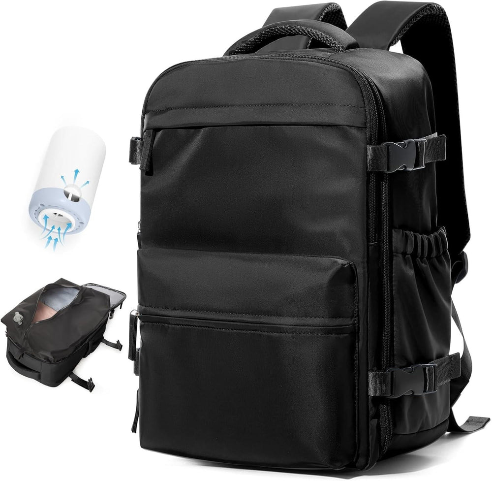 Nobl Travel 15.6 Inch Vacuum Compression Travel Backpack with Laptop Compartment and Electric Pump