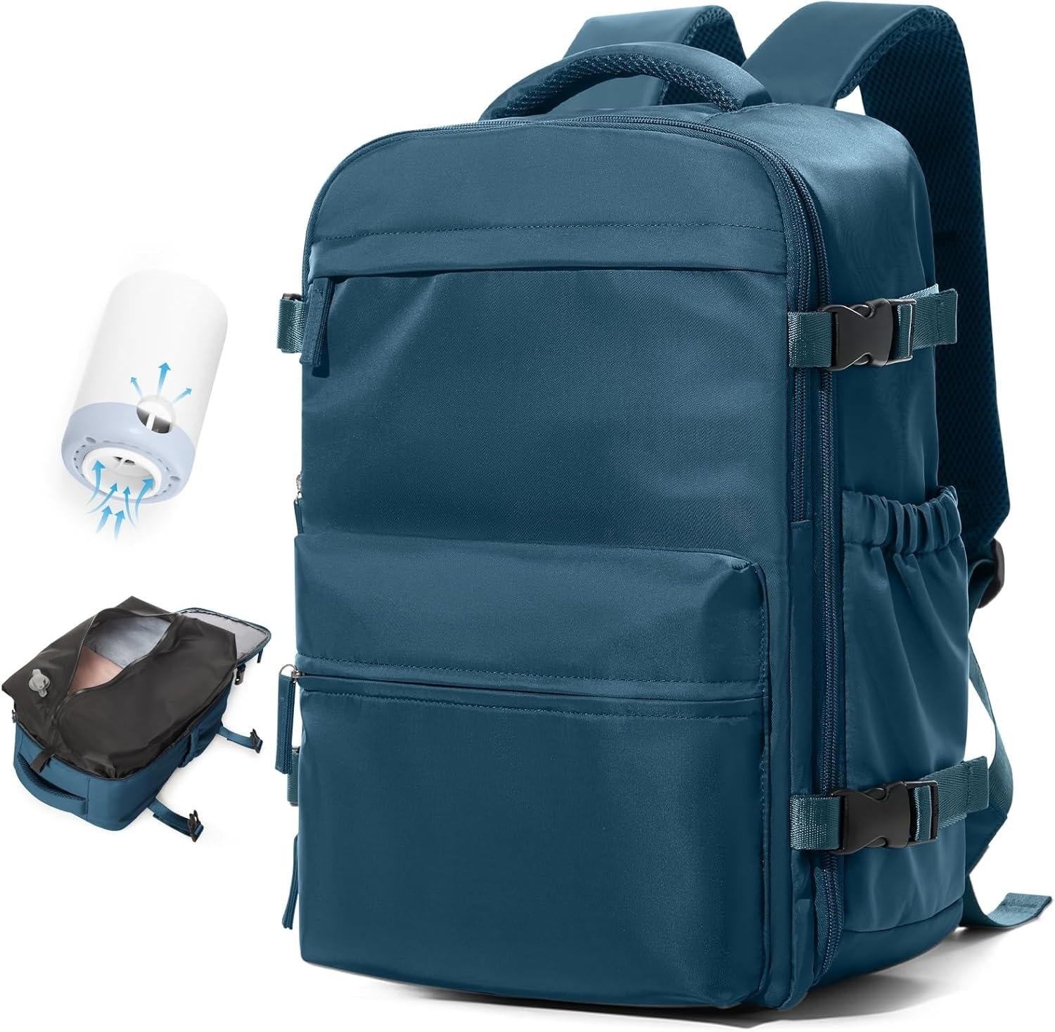 Nobl Travel 15.6 Inch Vacuum Compression Travel Backpack with Laptop Compartment and Electric Pump