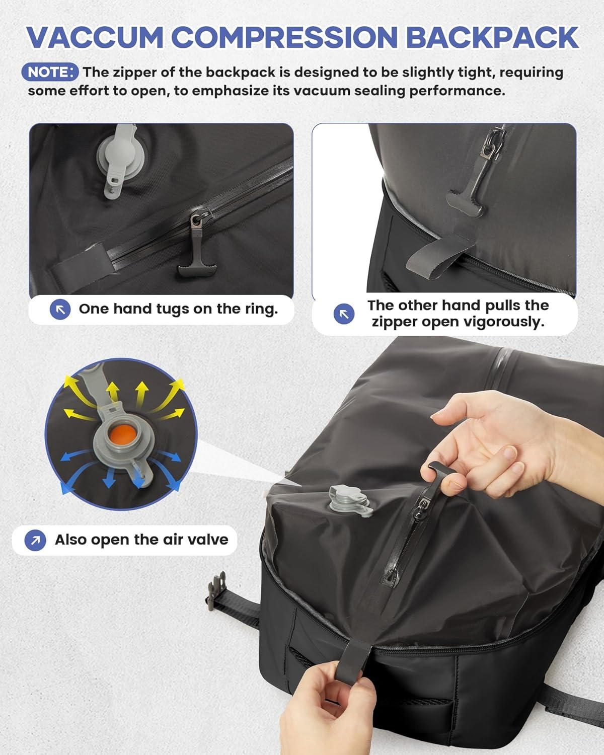 Nobl Travel 15.6 Inch Vacuum Compression Travel Backpack with Laptop Compartment and Electric Pump