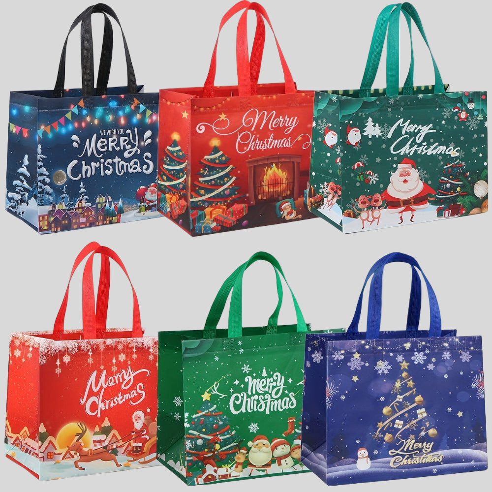 Nobl Travel Reusable Christmas Tote Bags Set with Large Gift Storage Design
