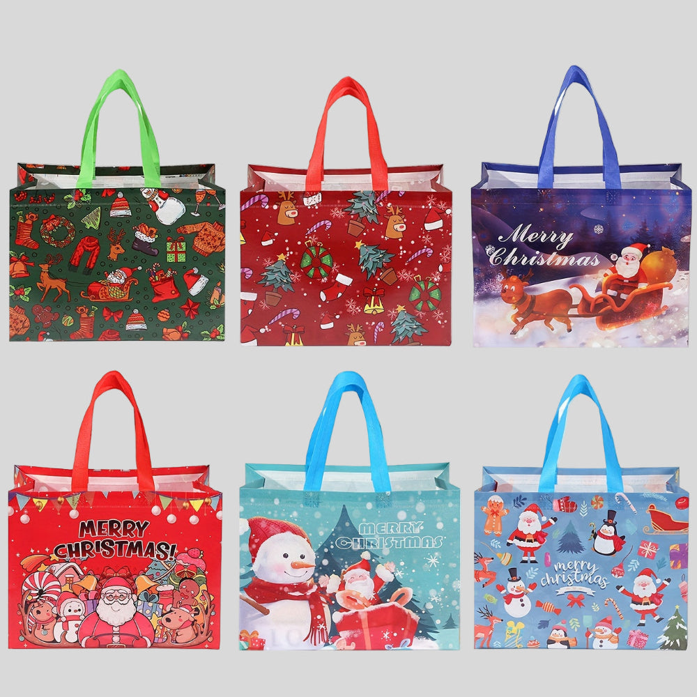 Nobl Travel Reusable Christmas Tote Bags Set with Large Gift Storage Design