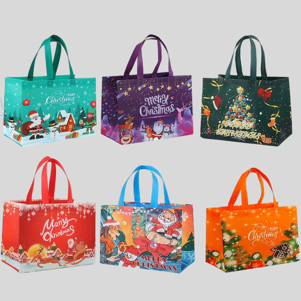 Nobl Travel Reusable Christmas Tote Bags Set with Large Gift Storage Design