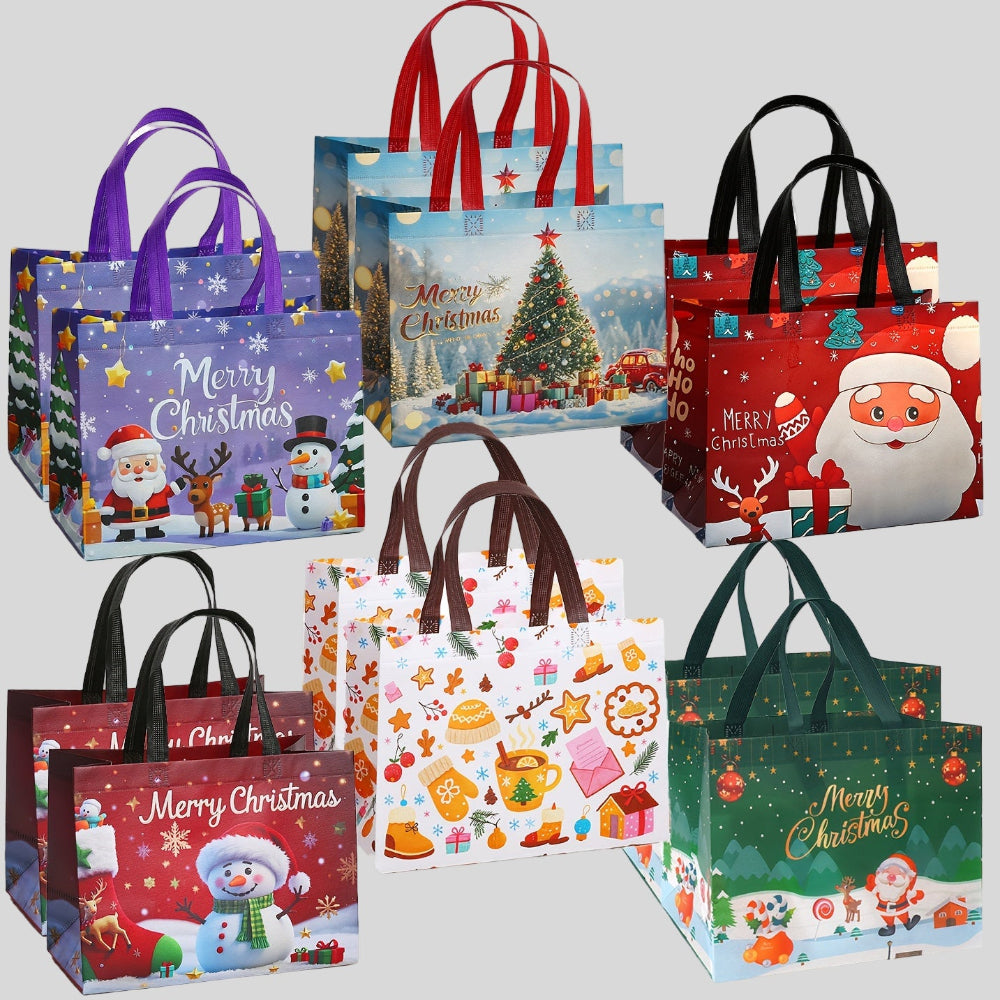Nobl Travel Reusable Christmas Tote Bags Set with Large Gift Storage Design