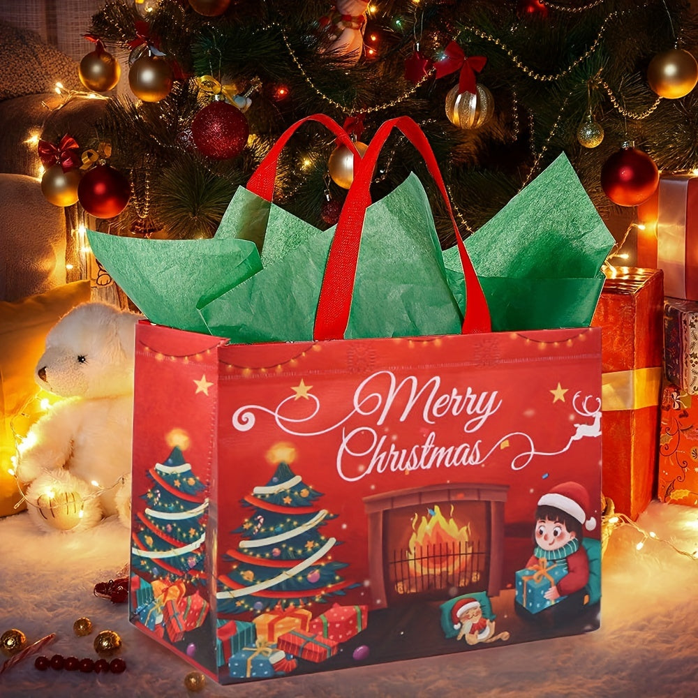 Nobl Travel Reusable Christmas Tote Bags Set with Large Gift Storage Design