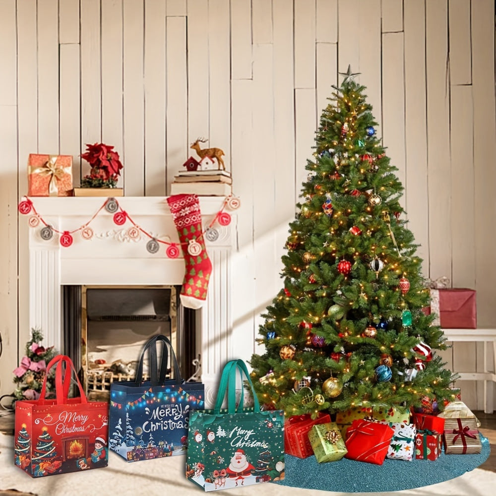 Nobl Travel Reusable Christmas Tote Bags Set with Large Gift Storage Design