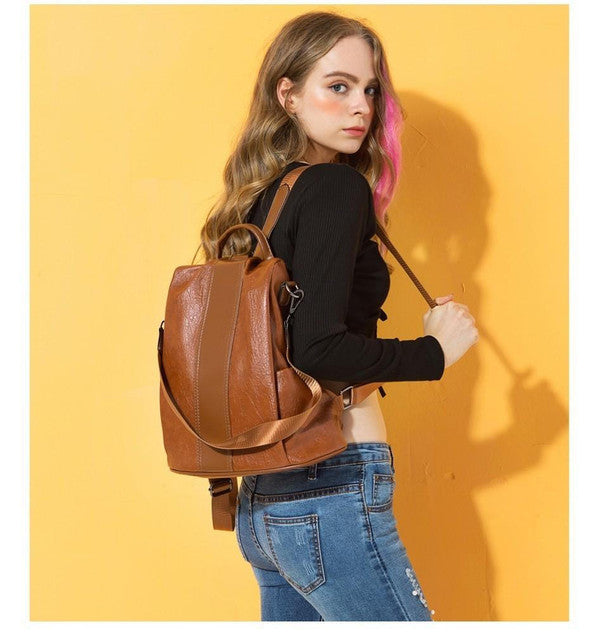 Nobl Travel Anti Theft Women’s Backpack with Synthetic Leather and Multiple Compartments