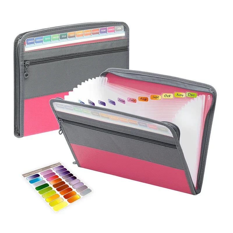 Nobl Travel Zippered Expanding File Folder with 13 Pockets Document Organizer