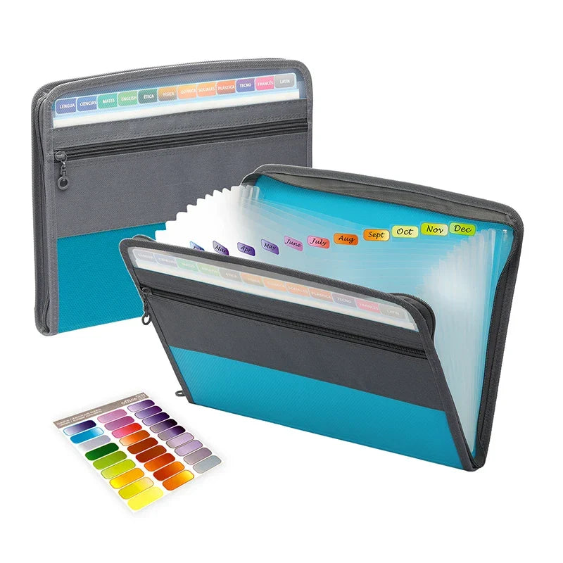 Nobl Travel Zippered Expanding File Folder with 13 Pockets Document Organizer