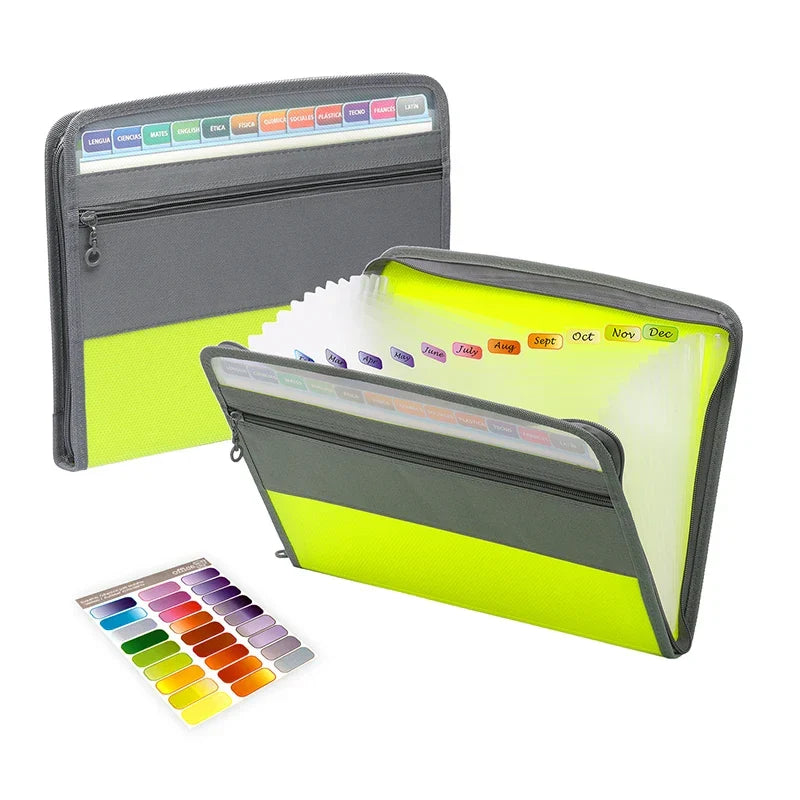 Nobl Travel Zippered Expanding File Folder with 13 Pockets Document Organizer