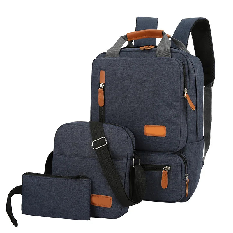 Nobl Travel Men’s 3 Piece Backpack Set with Waterproof Oxford Laptop Backpack and Shoulder Bag