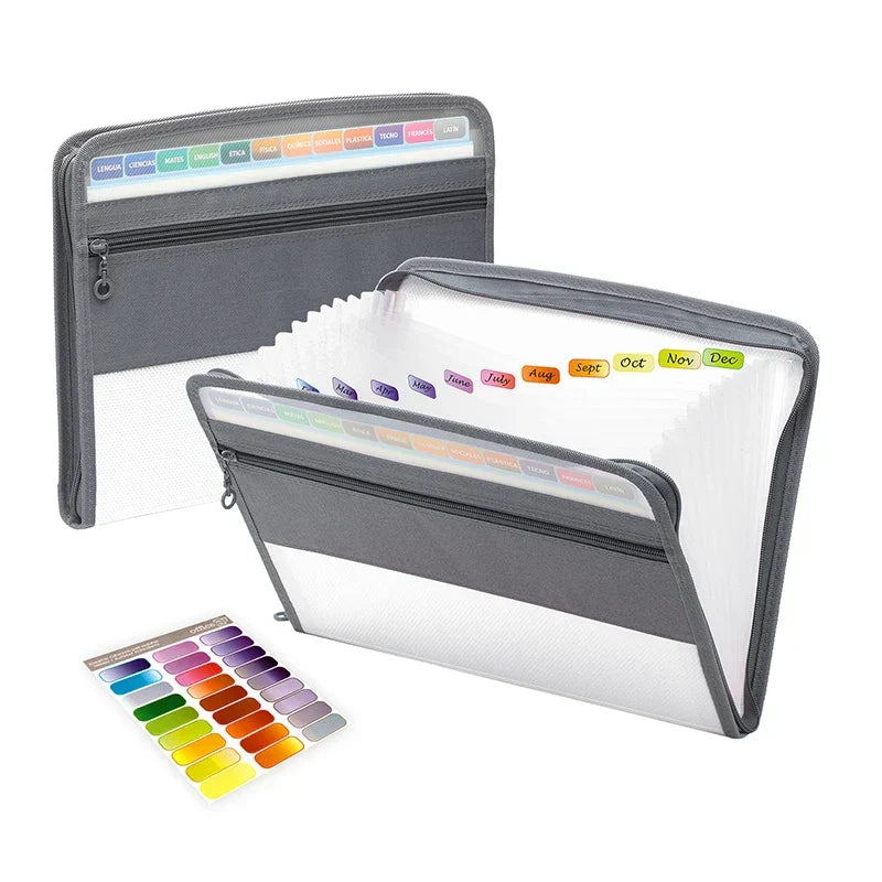 Nobl Travel Zippered Expanding File Folder with 13 Pockets Document Organizer