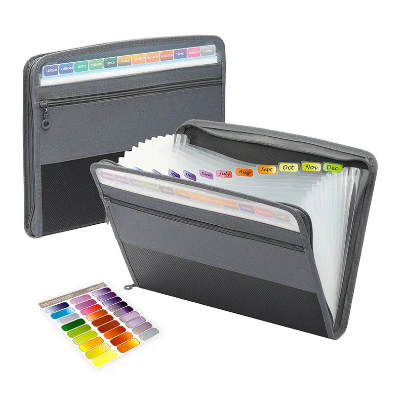 Nobl Travel Zippered Expanding File Folder with 13 Pockets Document Organizer