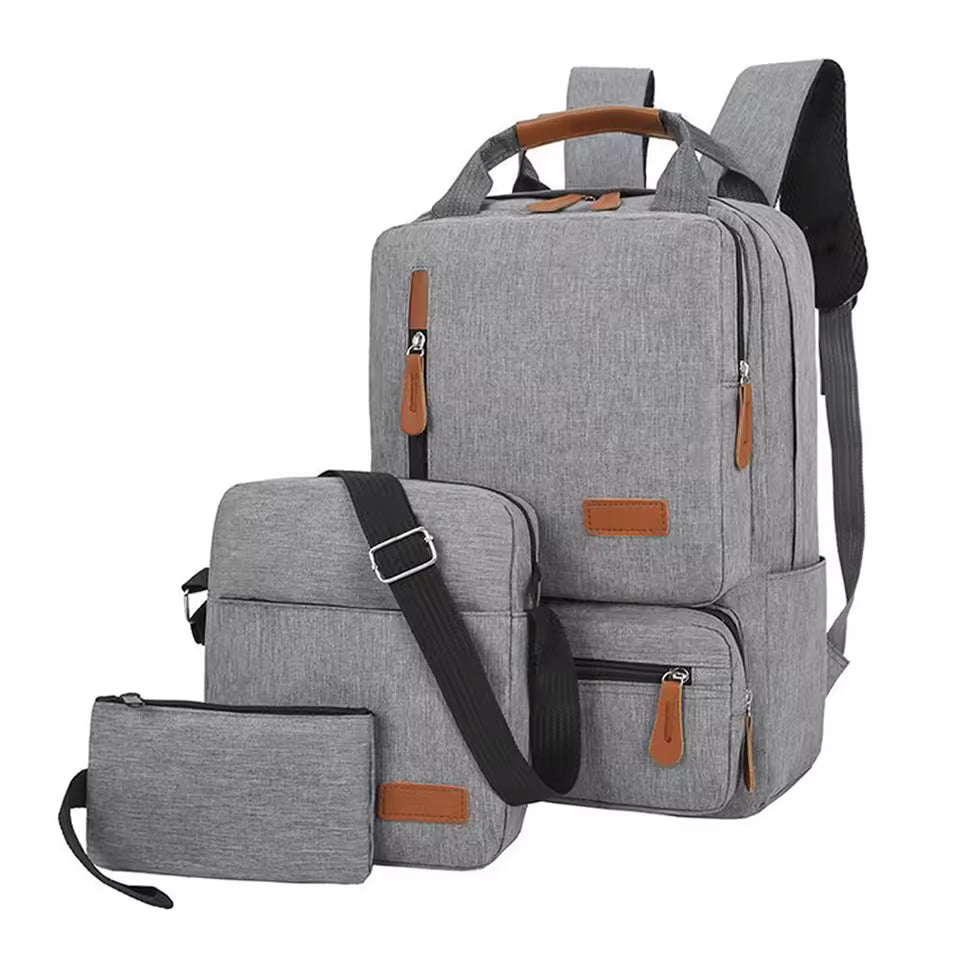 Nobl Travel Men’s 3 Piece Backpack Set with Waterproof Oxford Laptop Backpack and Shoulder Bag