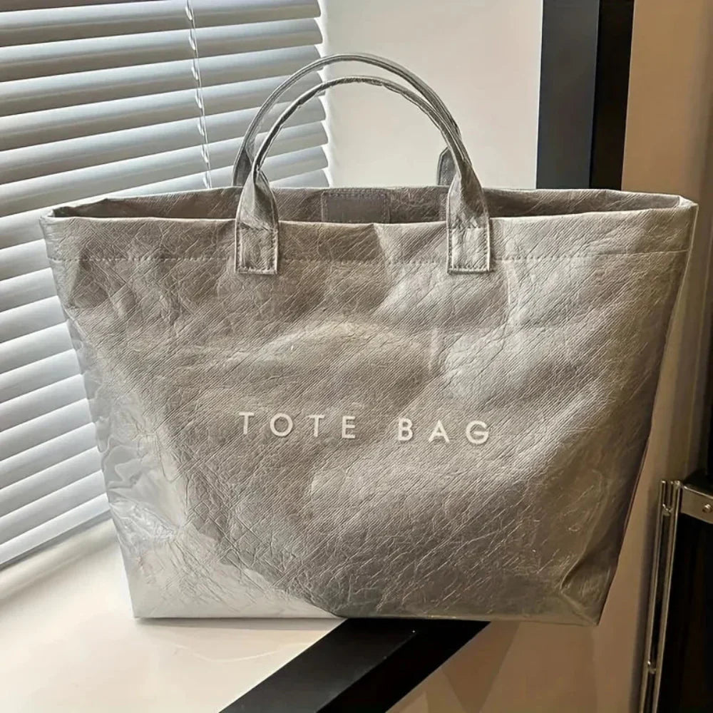 Nobl Travel Women’s Large Metallic Tote Bag with Oversized Storage Design