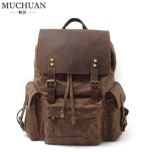 Nobl Travel Luxury Waterproof Canvas Leather Backpack – Large Capacity Unisex Vintage Travel Backpack