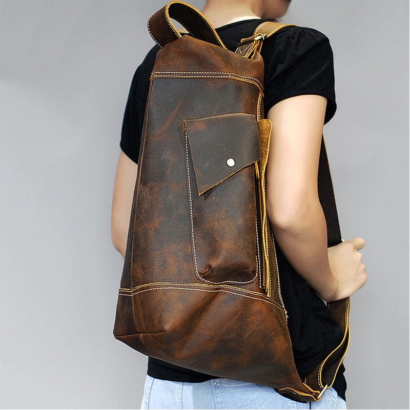 Nobl Travel Crazy Horse Leather Backpack – Handmade Vintage Laptop Travel Bag for Men