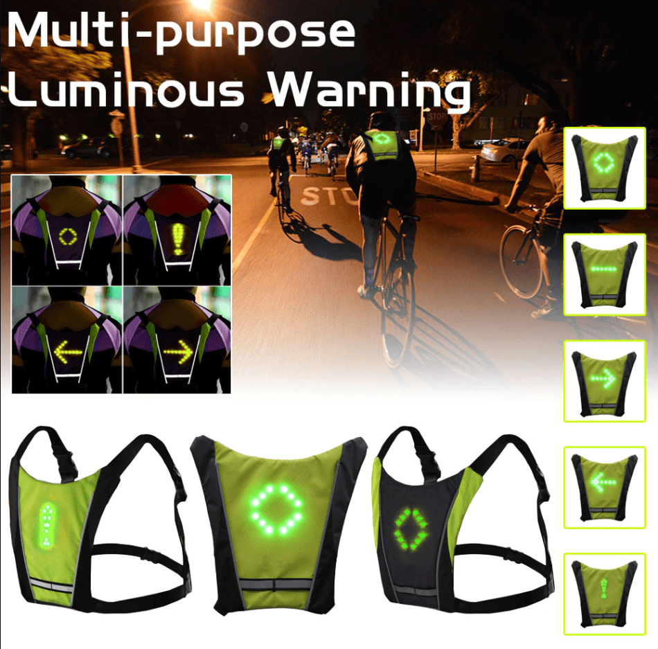 Nobl Travel Wireless Cycling Signal Light Vest – Waterproof LED Safety Backpack for Night Riding