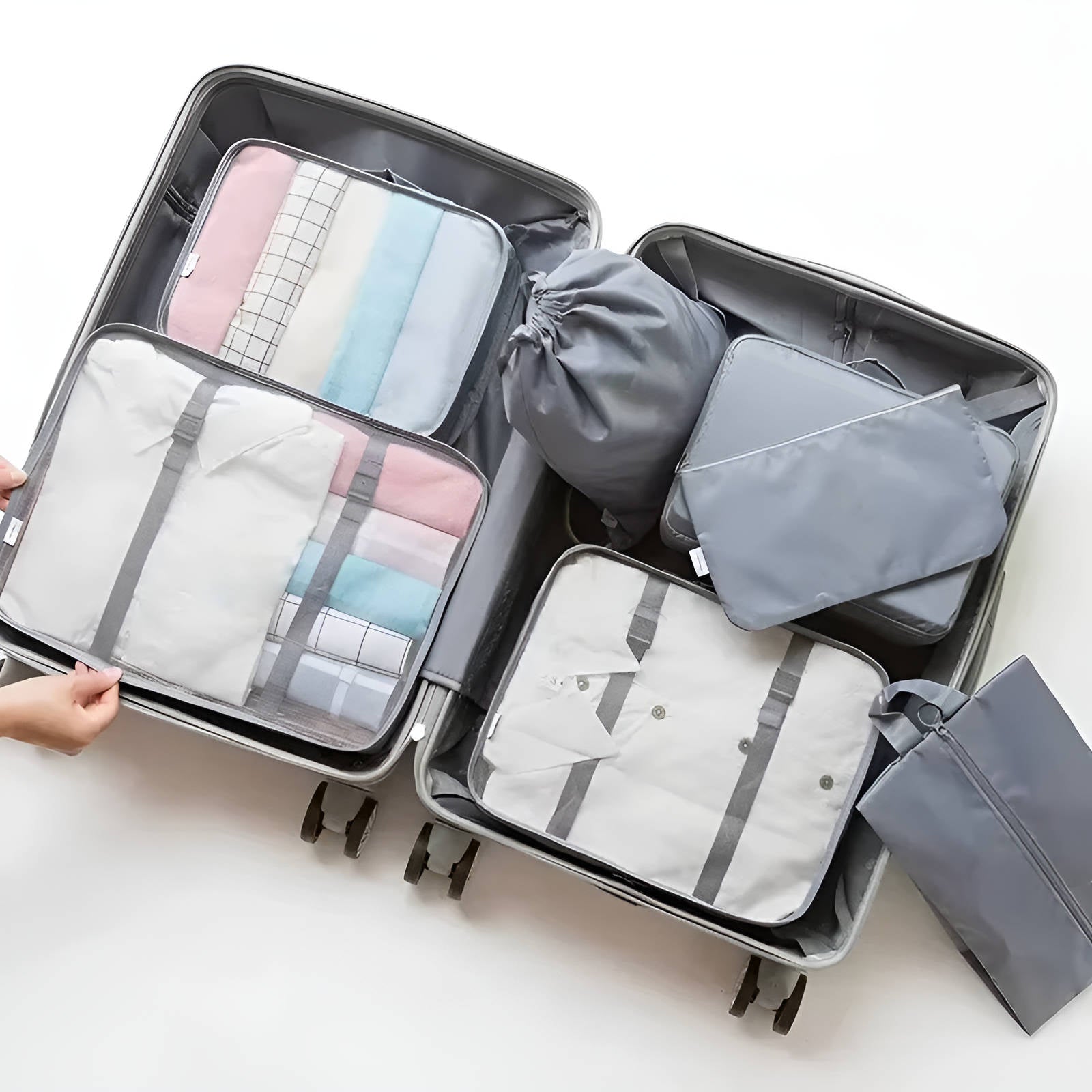 Nobl Travel 7 Piece Packing Cubes Set with Mesh Panels and Travel Organizer Bags