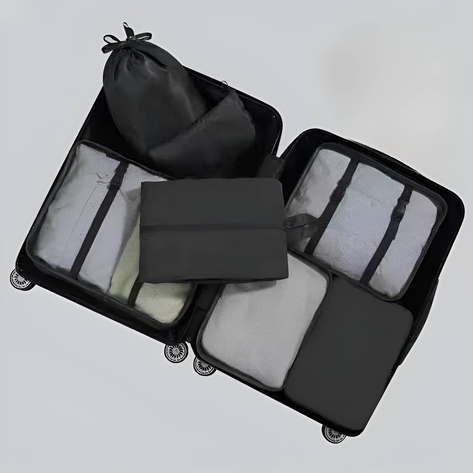 Nobl Travel 7 Piece Packing Cubes Set with Mesh Panels and Travel Organizer Bags