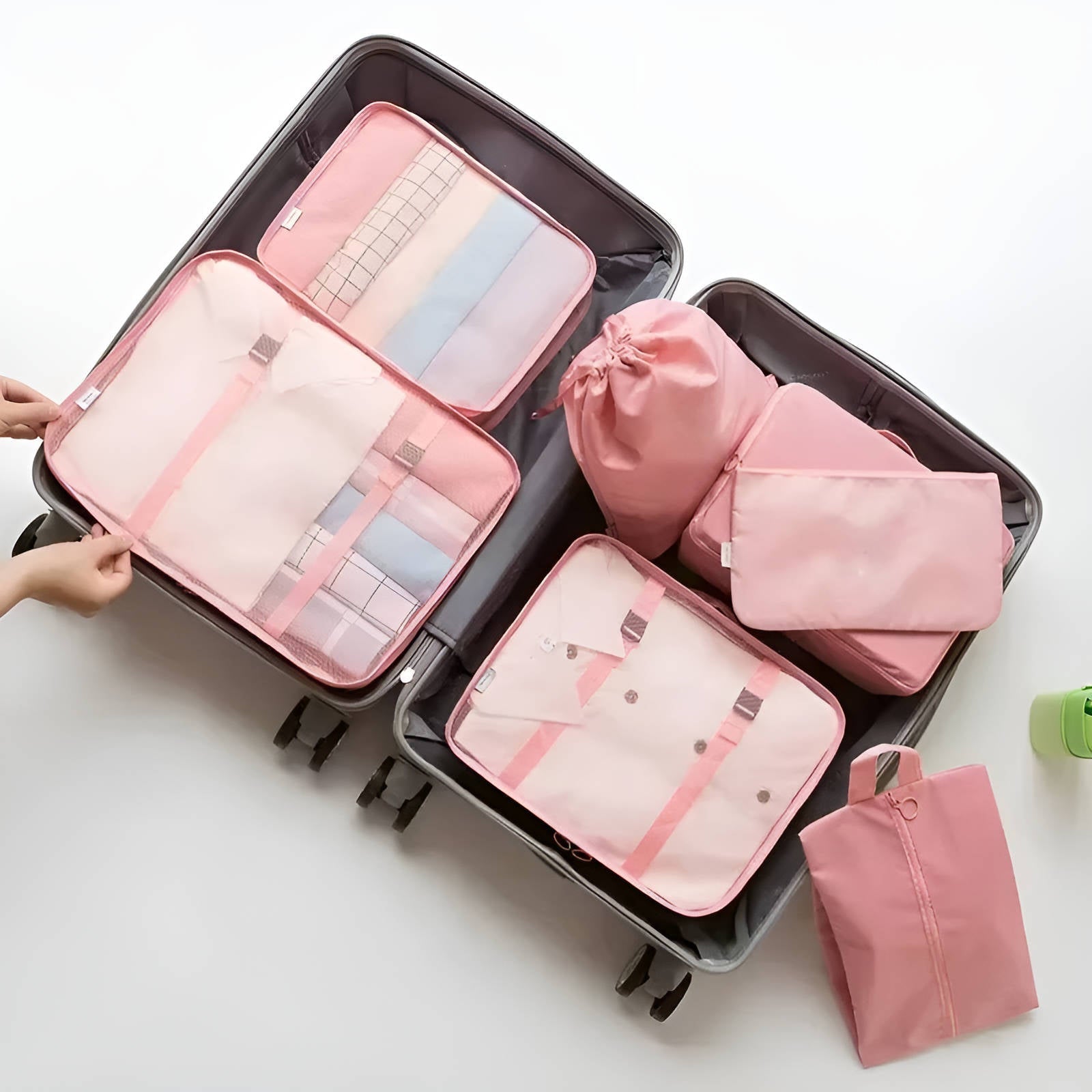 Nobl Travel 7 Piece Packing Cubes Set with Mesh Panels and Travel Organizer Bags