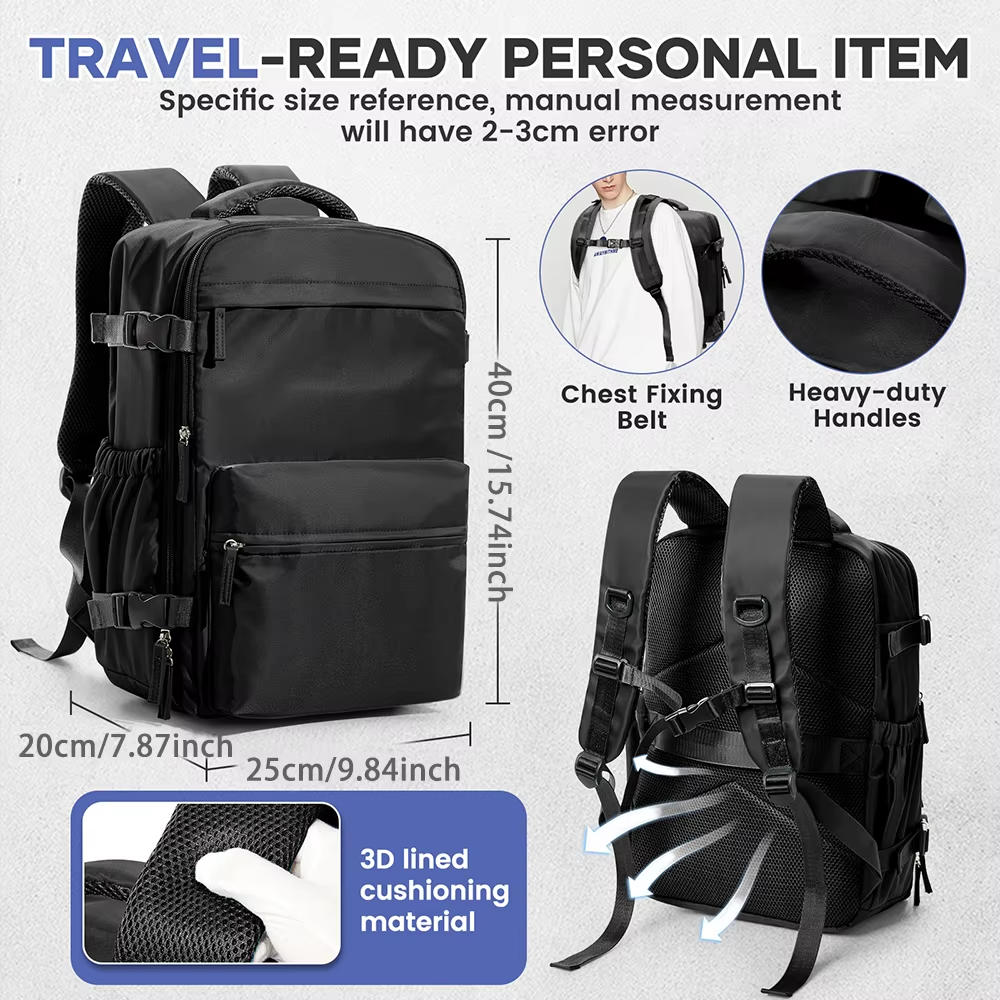 Nobl Travel 15.6 Inch Vacuum Compression Travel Backpack with Laptop Compartment and Electric Pump