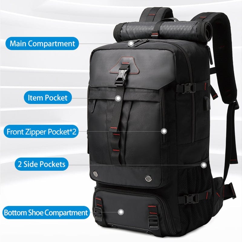 Nobl Travel Men’s Waterproof Large Capacity Backpack – Durable Travel & Outdoor Daypack