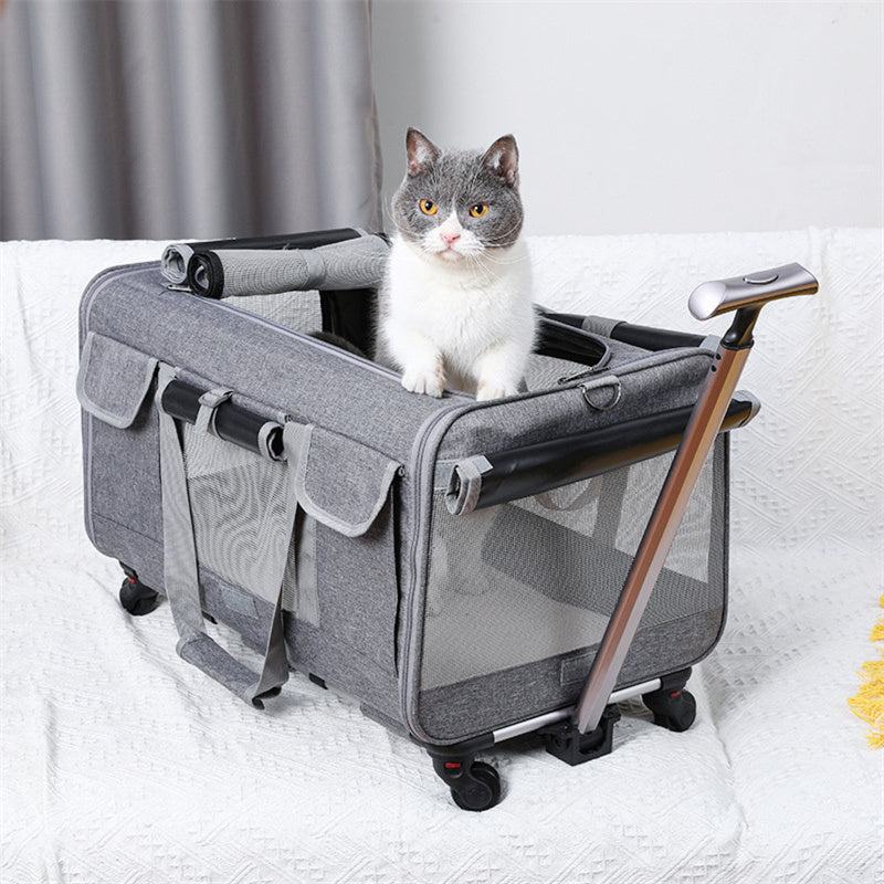 Nobl Travel Extra Large Cat Carrier with Wheels – 3-in-1 Foldable Pet Travel Backpack & Rolling Bag