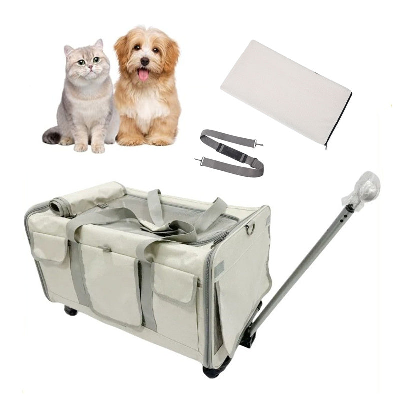 Nobl Travel Extra Large Cat Carrier with Wheels – 3-in-1 Foldable Pet Travel Backpack & Rolling Bag
