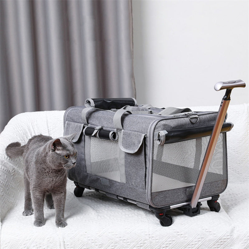 Nobl Travel Extra Large Cat Carrier with Wheels – 3-in-1 Foldable Pet Travel Backpack & Rolling Bag