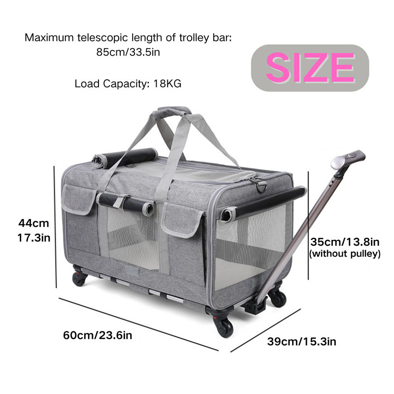 Nobl Travel Extra Large Cat Carrier with Wheels – 3-in-1 Foldable Pet Travel Backpack & Rolling Bag