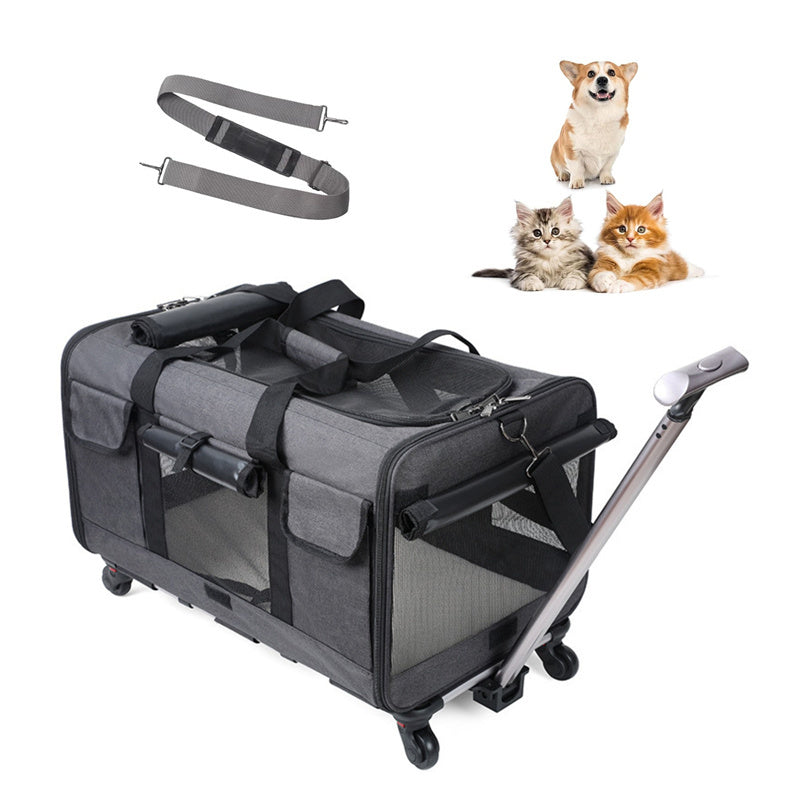 Nobl Travel Extra Large Cat Carrier with Wheels – 3-in-1 Foldable Pet Travel Backpack & Rolling Bag