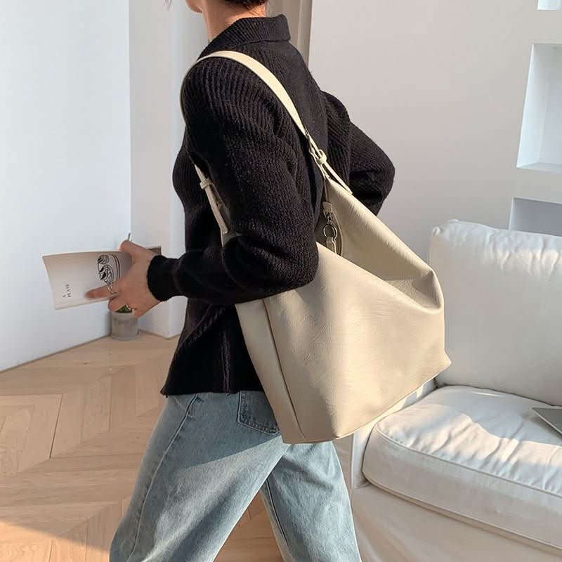 Nobl Travel Women’s PU Leather Dumpling Tote Bag with Zipper Pocket