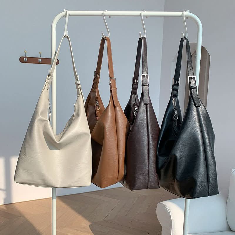 Nobl Travel Women’s PU Leather Dumpling Tote Bag with Zipper Pocket
