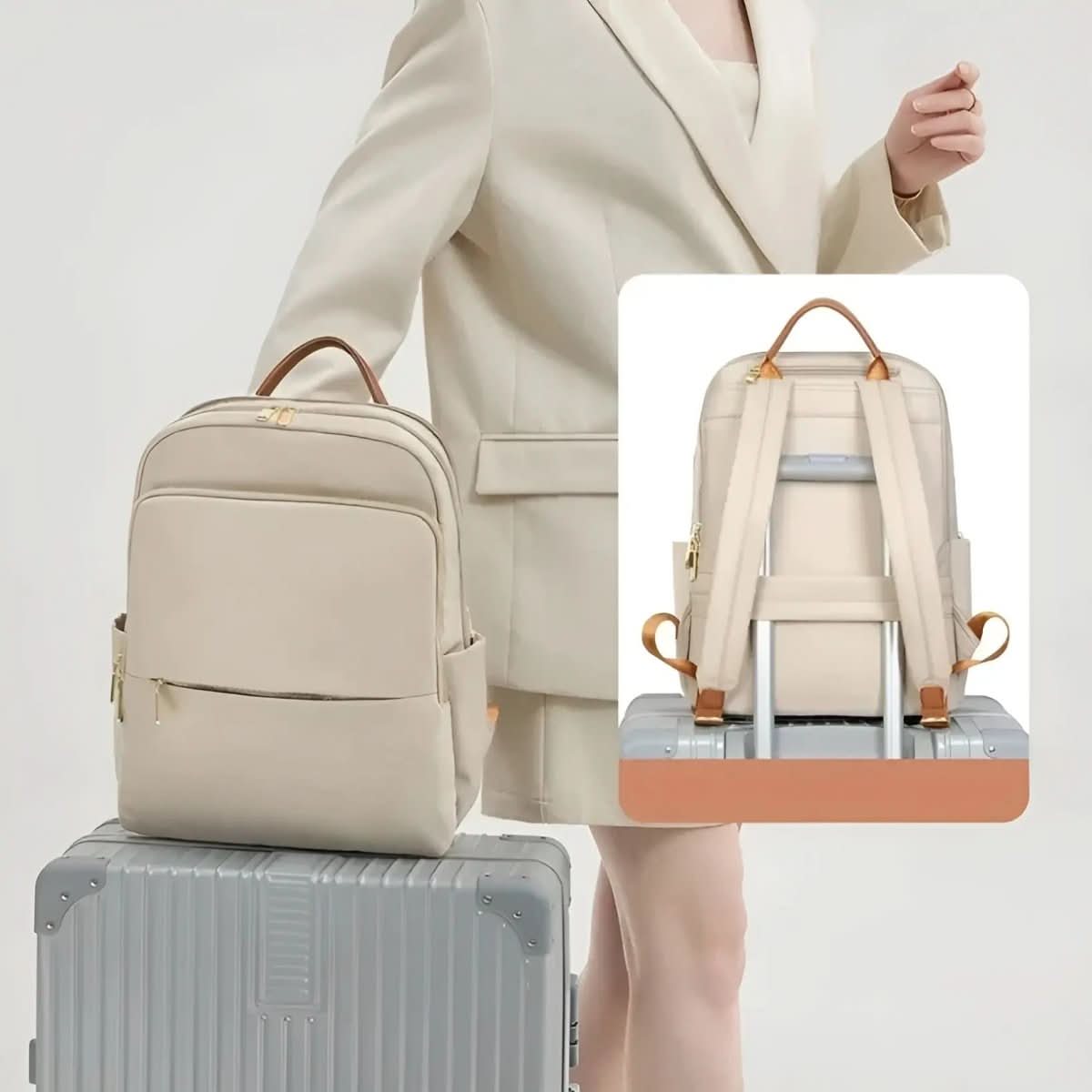 Nobl Travel Sophia Women’s Backpack with Laptop Compartment and Waterproof Oxford Fabric