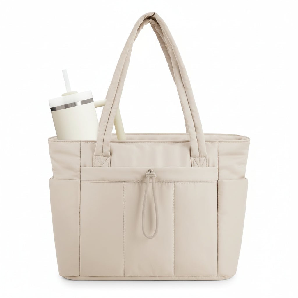 Nobl Travel Toteva Women’s Quilted Tote Bag with Laptop Sleeve and Trolley Strap
