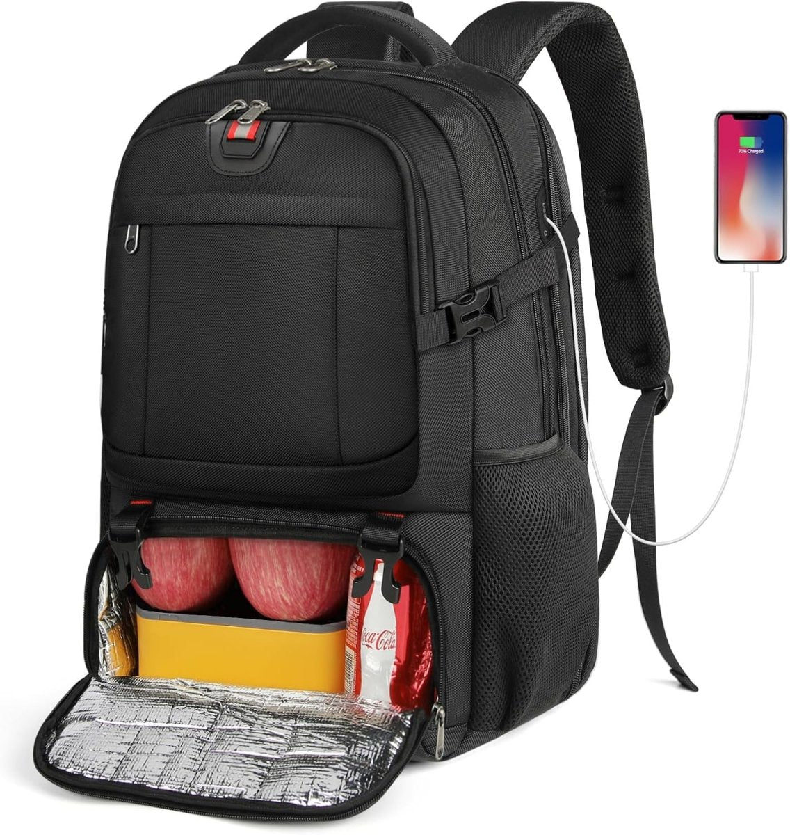 Nobl Travel 50L Laptop Backpack with Insulated Food Compartment and USB Port