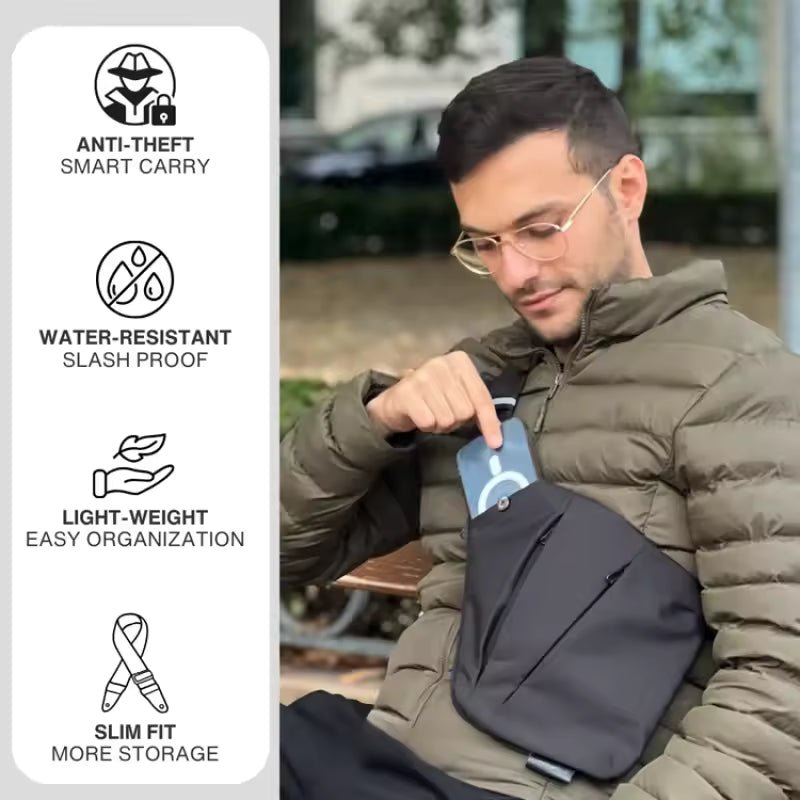 Nobl Travel TravLock Anti Theft Crossbody Bag with RFID Protection and Water Resistant Design
